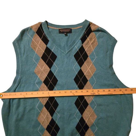 Roundtree & Yorke Argyle Sweater Vest XL Grandpa Core Cosby Diamond Preppy Golf - Picture 5 of 6